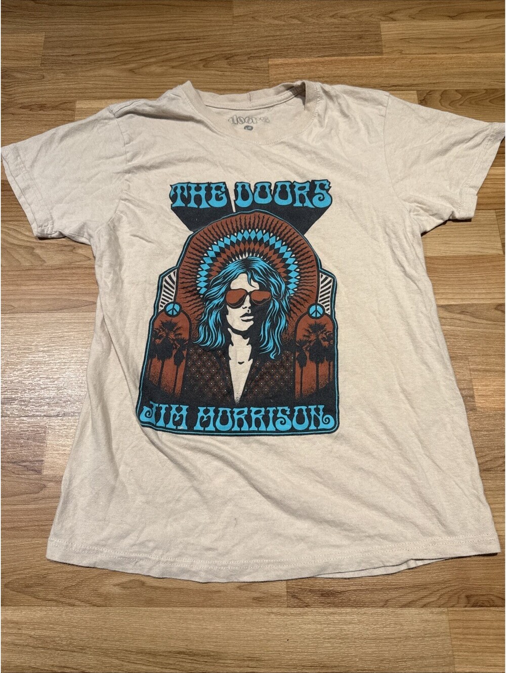 The Doors Shirt Large Beige Jim Morrison Graphic Rock Music Tee LG